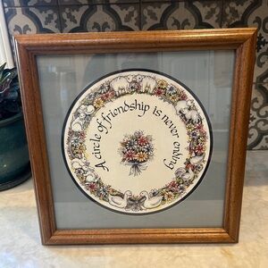 1990s Cottage Core Geese- Framed Art- Friendship Quote Circular Geese & Floral